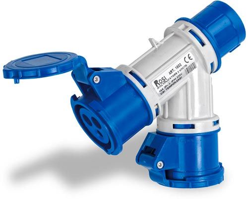 Moltiplicatore mobile a 2 uscite con spina 16A 50/60 Hz IP44
