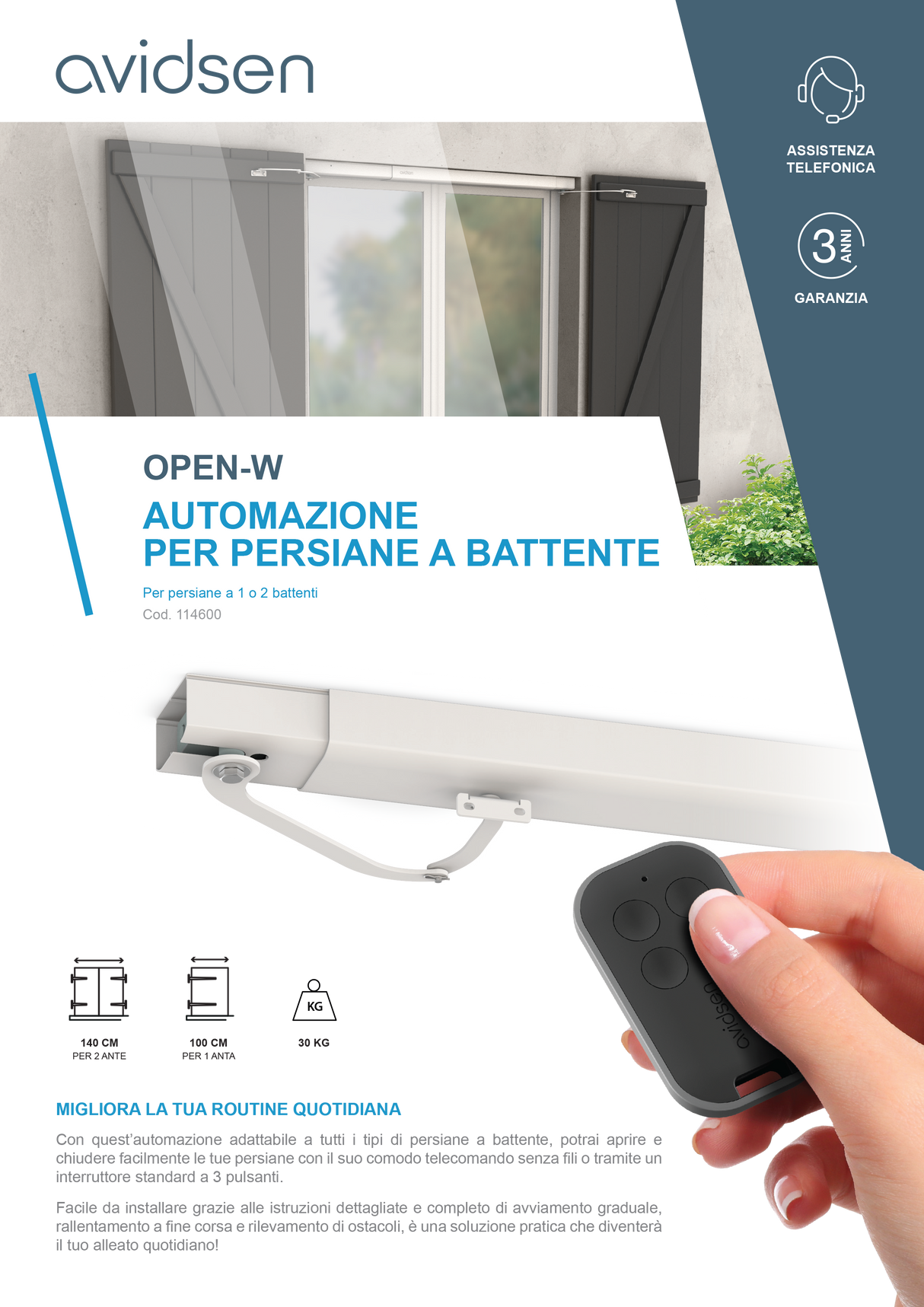 Avidsen Kit automazione per persiane a battente 114600