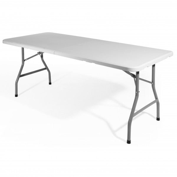 Klappbarer Tisch im Kofferstil aus weißem Harz mit Eisengestell 180x70x74