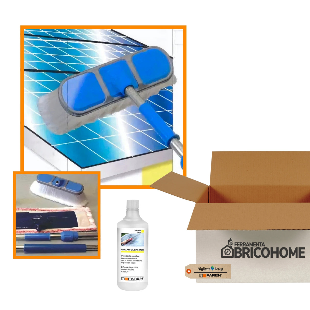 Reinigungsset für Solarmodule mit Teleskopstiel von 150-410 cm SOLAR-WASH