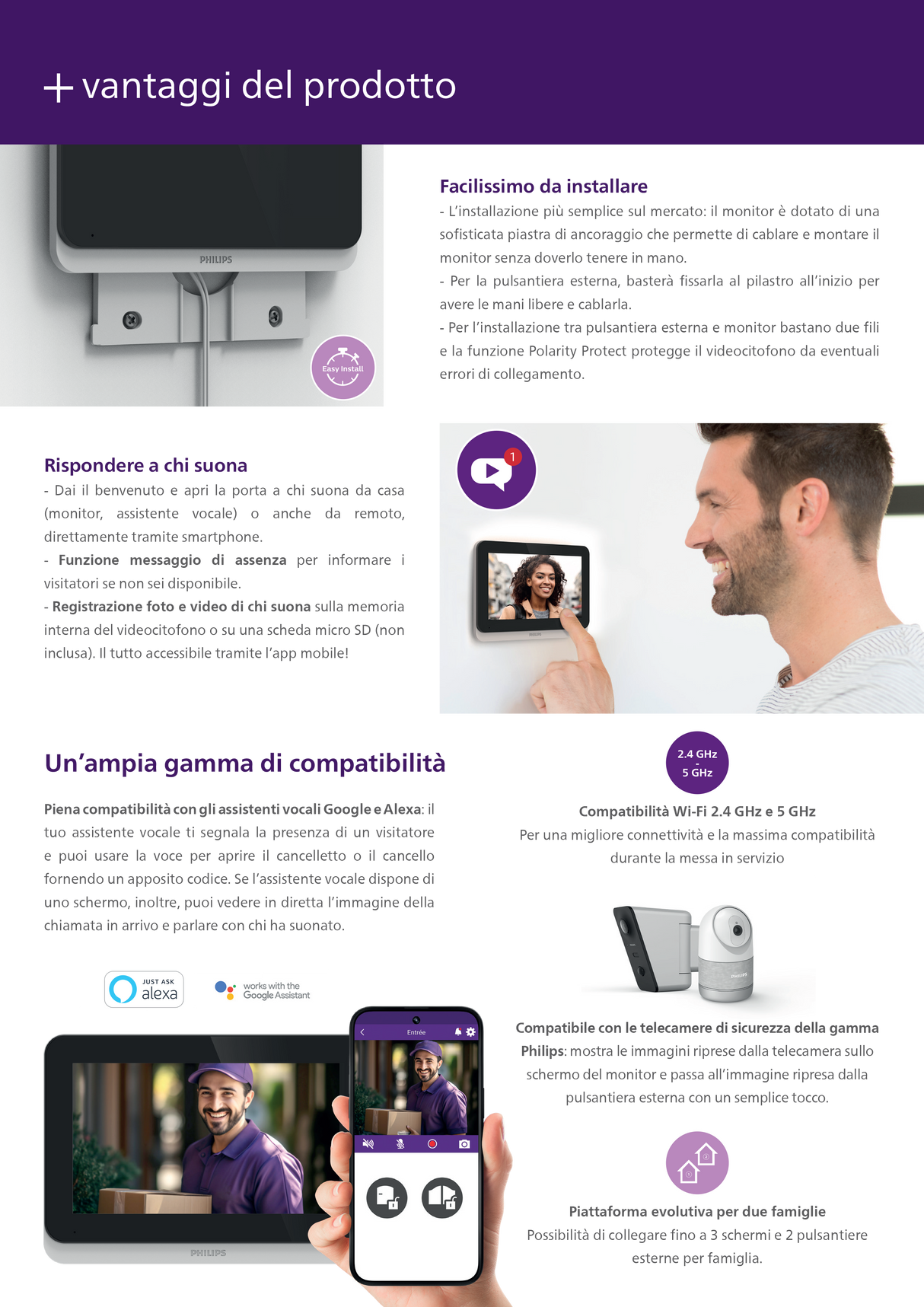 Philips Videocitofono Wi-Fi Monitor Touch Screen 7'' WelcomeEye Connect 3