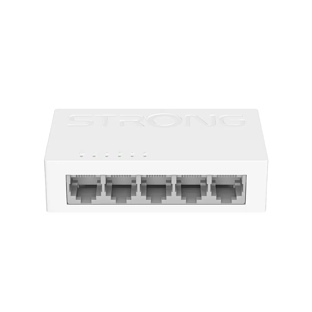 STRONG SW5000P – Switch Desktop Gigabit 5 Porte 10/100/1000 Mbps, Plug & Play, Plastica, Fanless