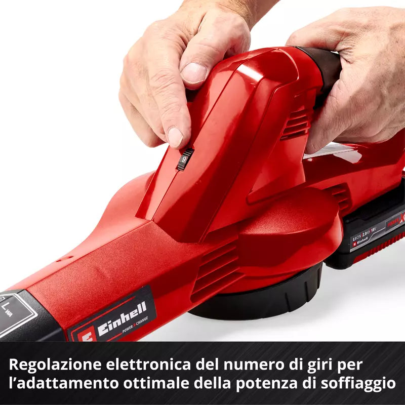 Einhell Soffiatore per foglie a batteria GC-CL 18 Li E Kit con 1 batteria da 2,0Ah