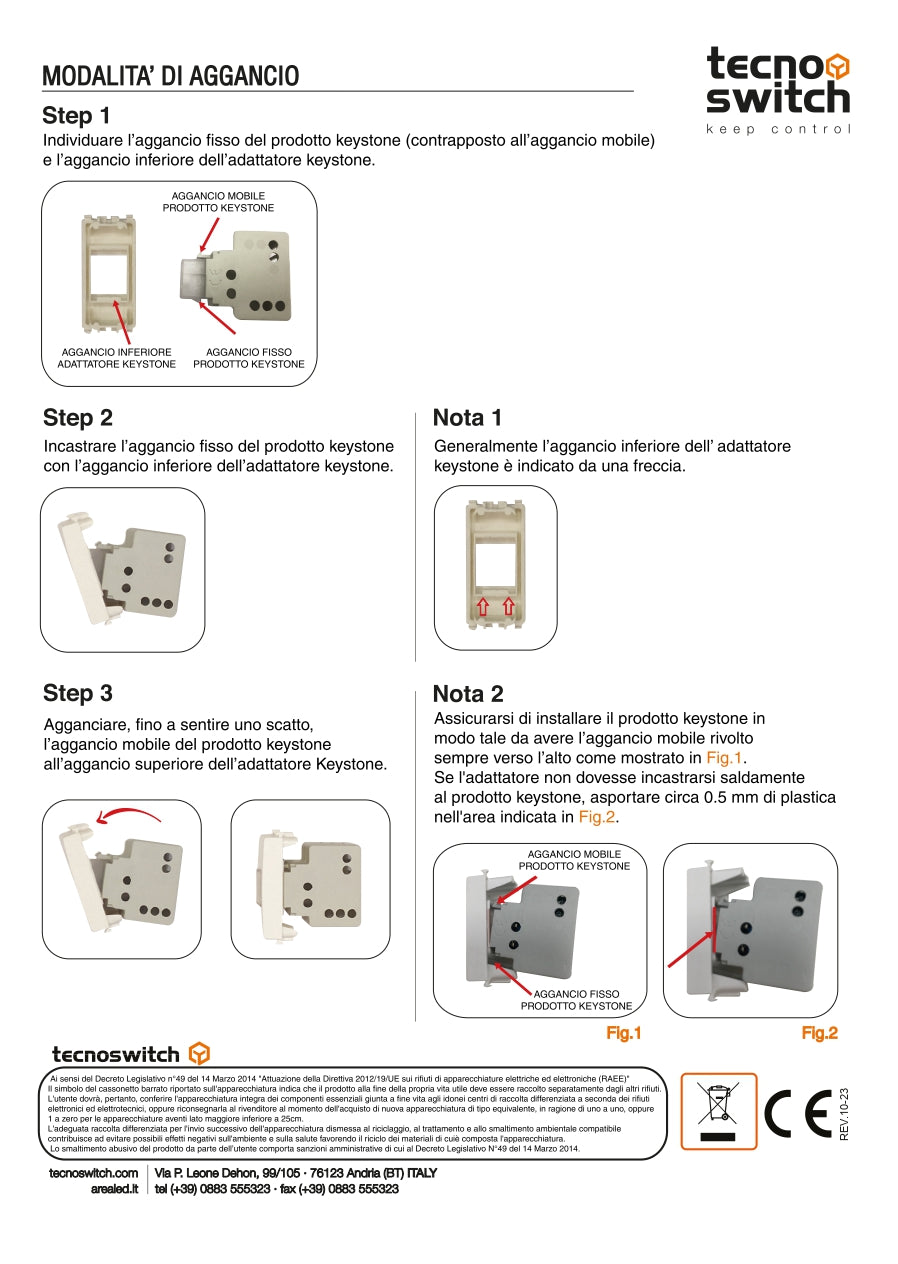 Tecno Switch Lampada di emergenza con funzione segnapasso KS002EM Keystone
