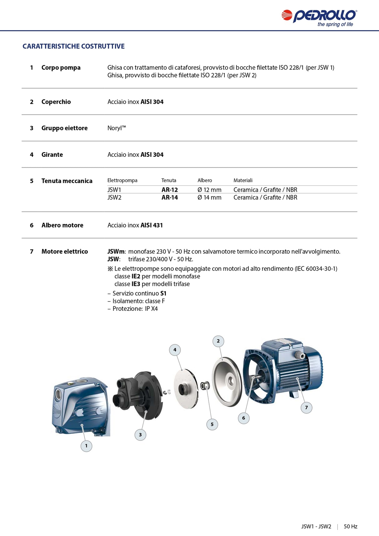 Elettropompa autoadescante PEDROLLO JSWm 2A con Girante Acciaio Inox AISI 304