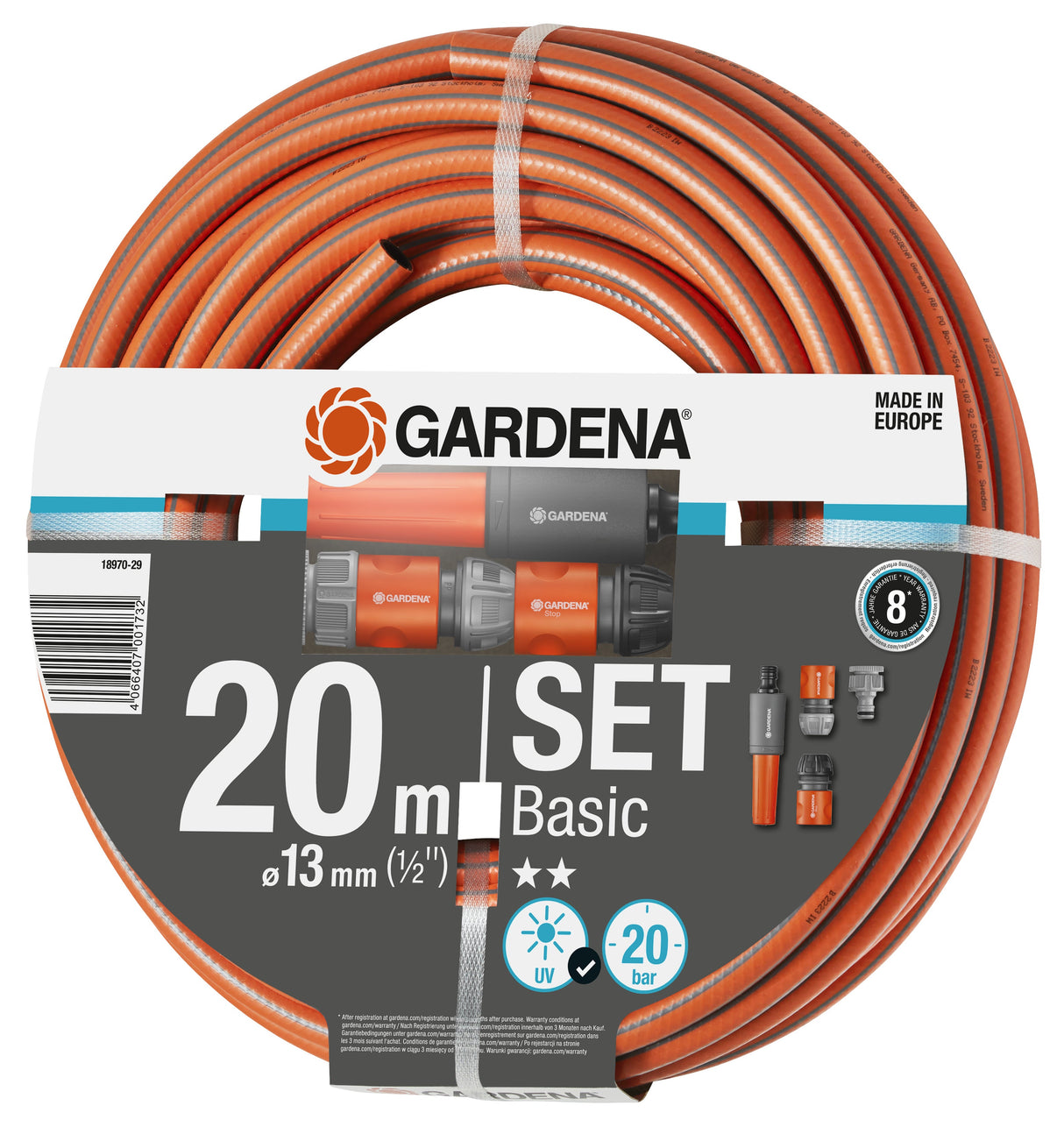 Gardena Set tubo da giardino Ø 13mm 1/2'' 20mt con accessori Basic