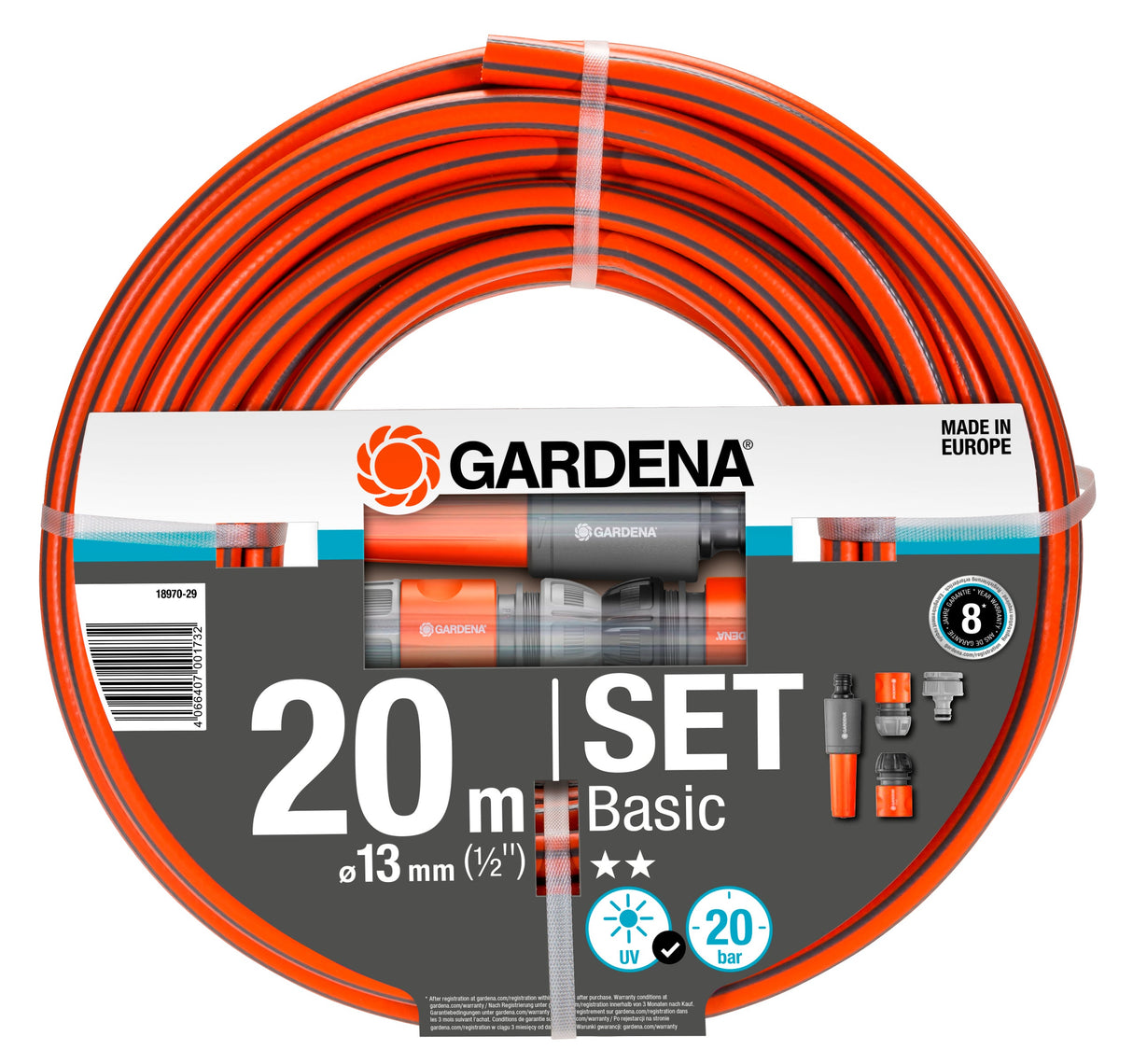 Gardena Set tubo da giardino Ø 13mm 1/2'' 20mt con accessori Basic