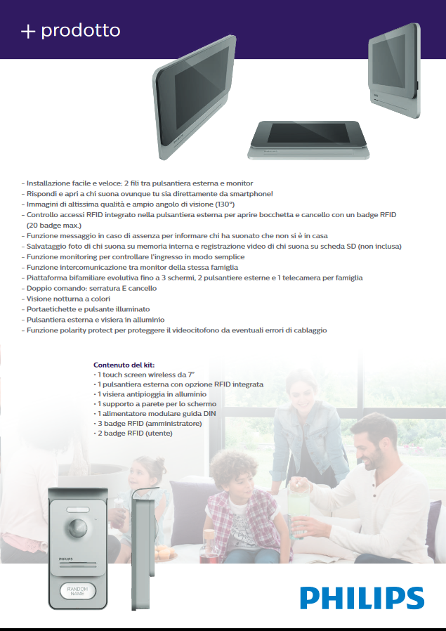 Wi-Fi-Video-Gegensprechanlage-Touchscreen-Monitor 7'' – WelcomeEye Connect Pro – Philips