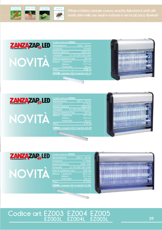Elektrisches Moskitonetz für Insekten 17W ZANZAZAP20 LED