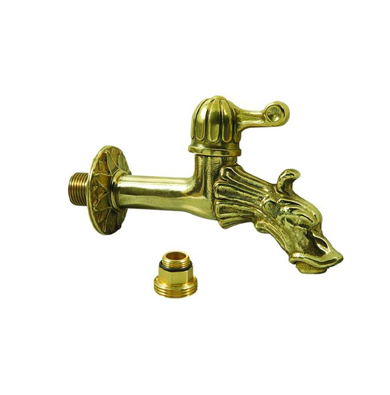 Hebel-Brunnenhahn aus Messing mit Rose-Motiv. 1/2"