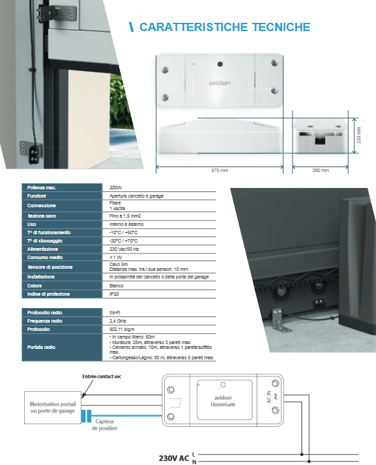 Avidsen Modulo Wi-Fi per automazioni cancelli e garage di tutte le marche - HomeGate