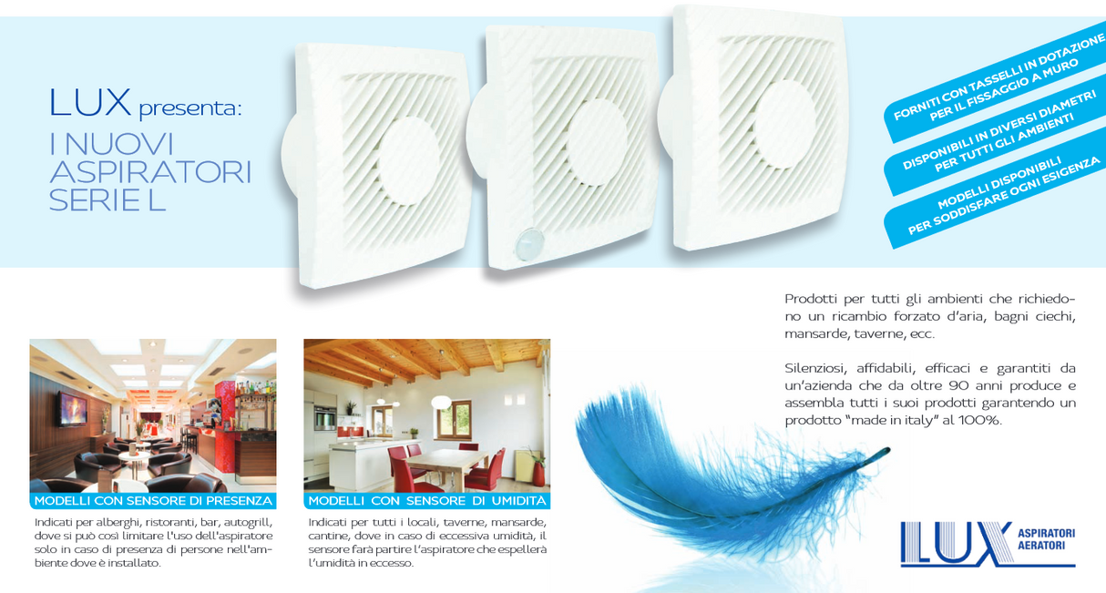 Aspiratore da parete ad aspirazione assiale Serie L - LUX