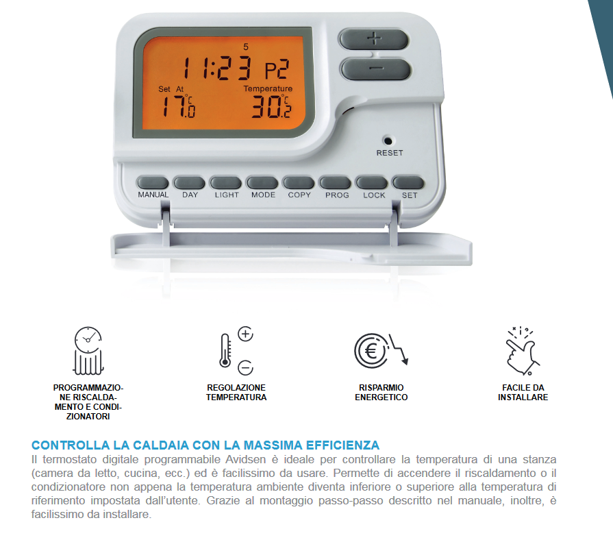 Cronotermostato digitale programmabile - Avidsen
