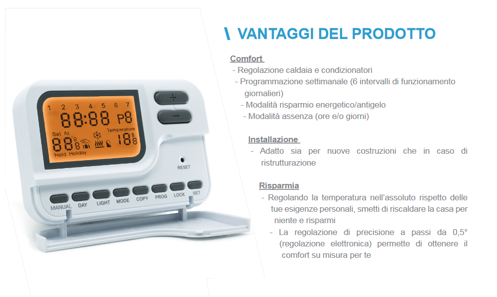 Cronotermostato digitale programmabile - Avidsen