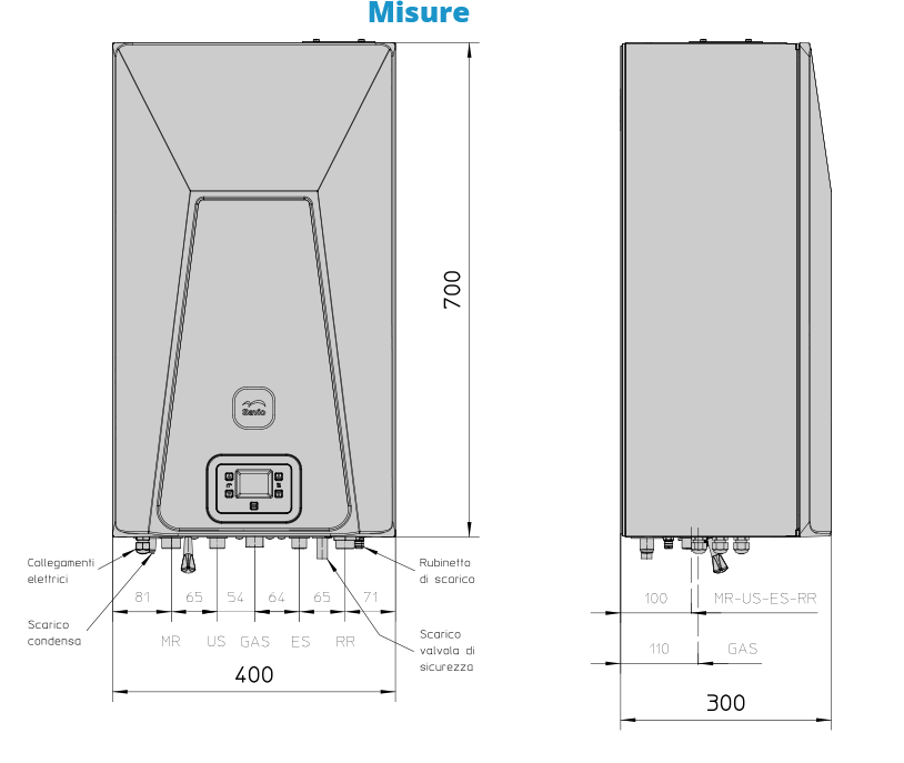 Caldaia a Condensazione Savio InoxDens Moon 25 S – 25kW, Metano/GPL, Kit Fumi Incluso, Classe A+