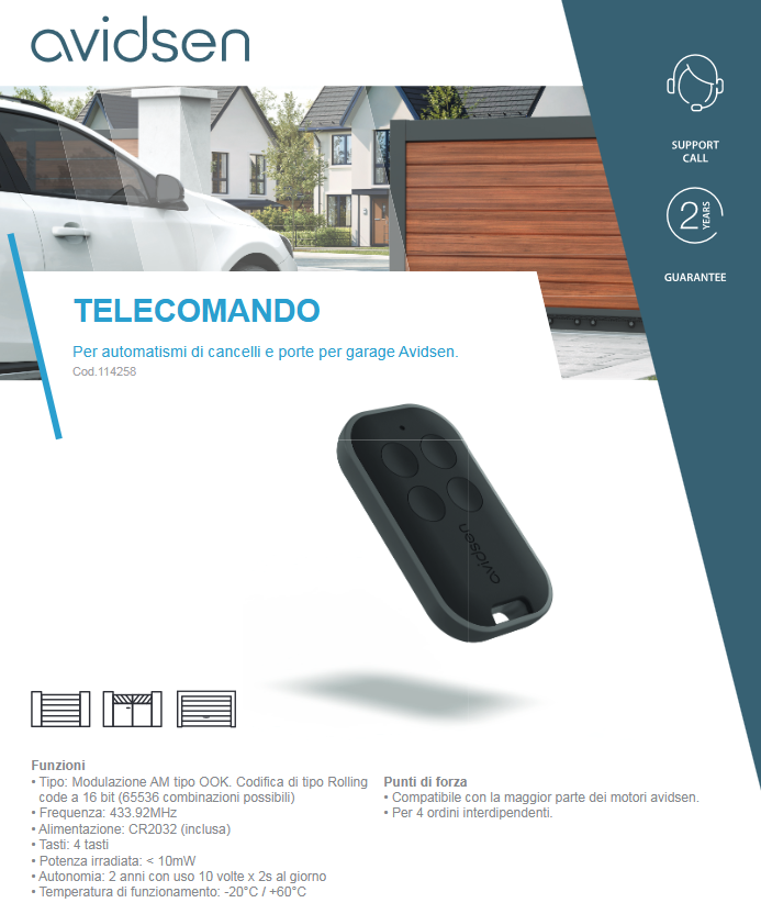 Avidsen Telecomando per automazioni cancelli 114258