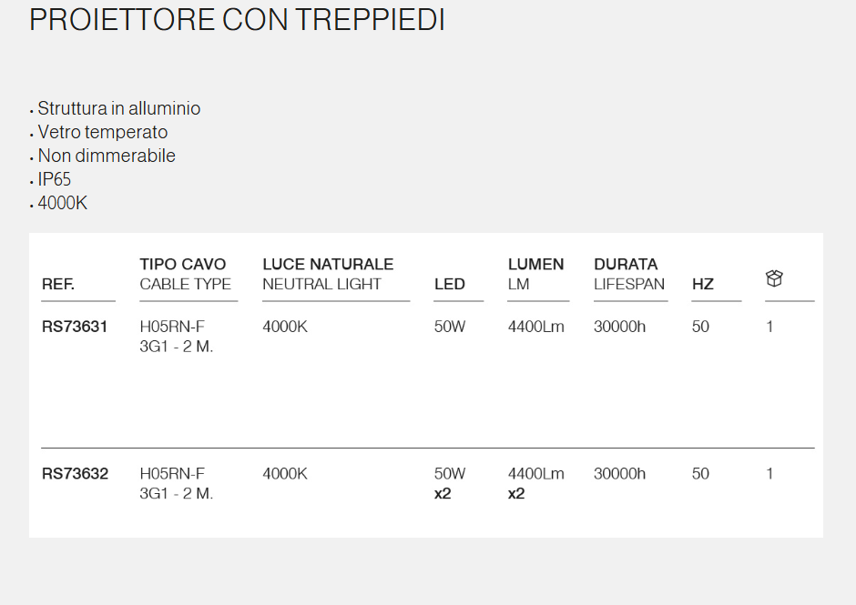 Rosi Proiettore LED Rosi con treppiede regolabile per cantieri e lavori esterni IP65
