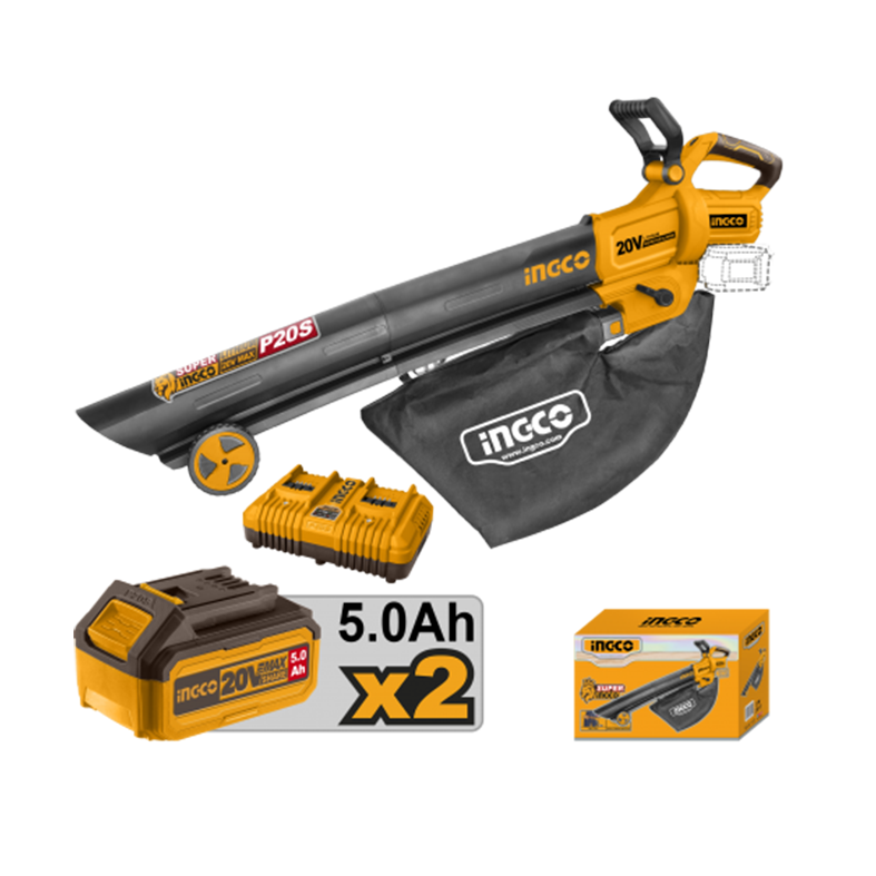 INGCO Soffiatore/Aspiratore 40V con 2 batterie da 5,0Ah