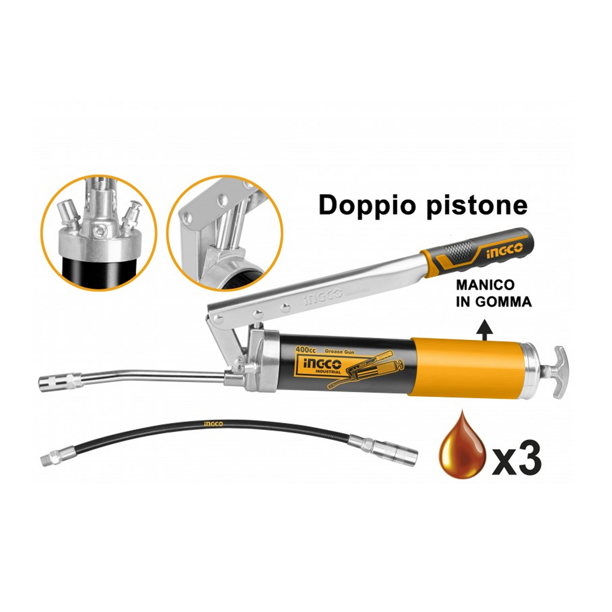 Ingrassatore pneumatico professionale due pistoni - INGCO