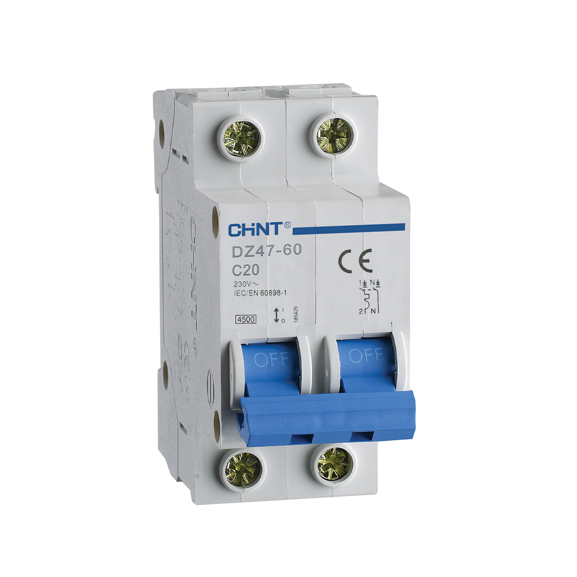 Interruttore magnetotermico 2 moduli - 1P+N 4,5kA Curva C - CHINT