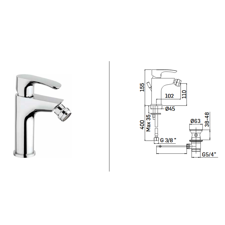 Mamoli Miscelatore per Bidet finitura cromata Smile