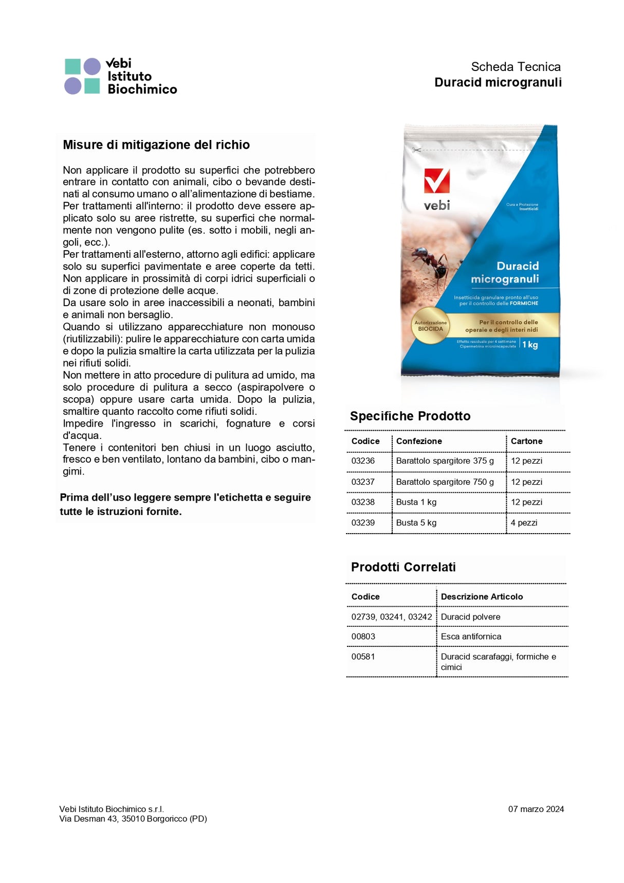 Mikrogranulat Insektizid für Ameisen und Insekten 1 KG DURACID VEBI