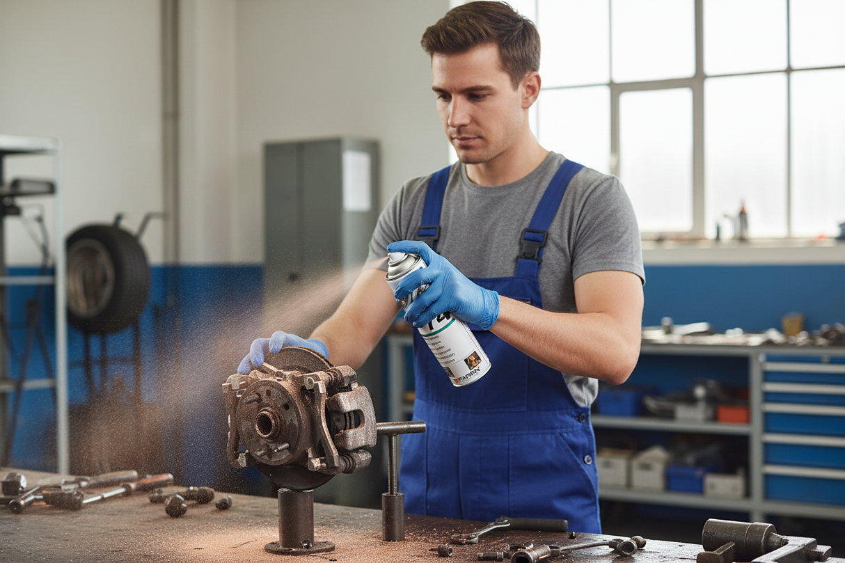 Applicazione spray F74 su freni con proporzioni reali