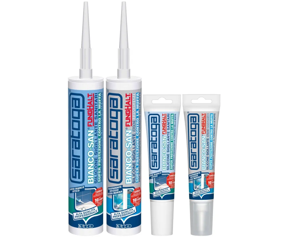 Anti-Schimmel-Silikon speziell für Sanitäranlagen, Badezimmer und Küchen Bianco-San Saratoga