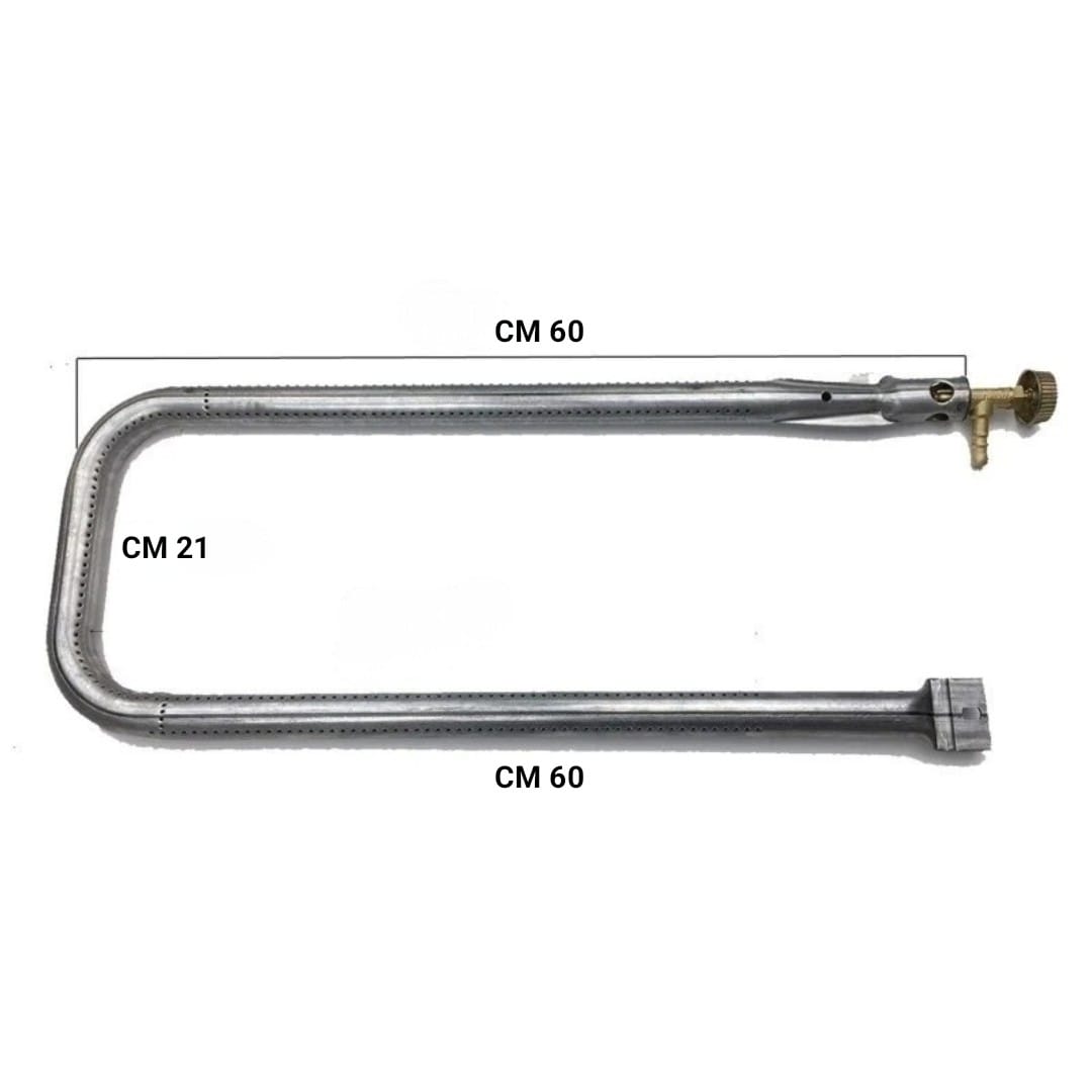 LPG-Gasbrenner U 90° für Grill, Speckstein, Lavastein, Gusseisenplatte