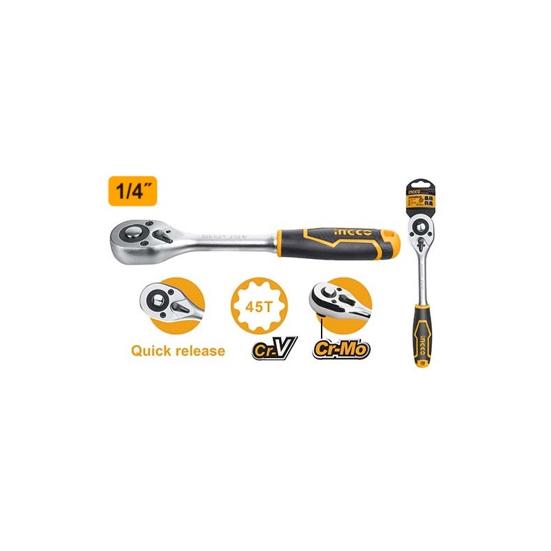 INGCO Cricchetto reversibile 1/4' pollice 45 denti