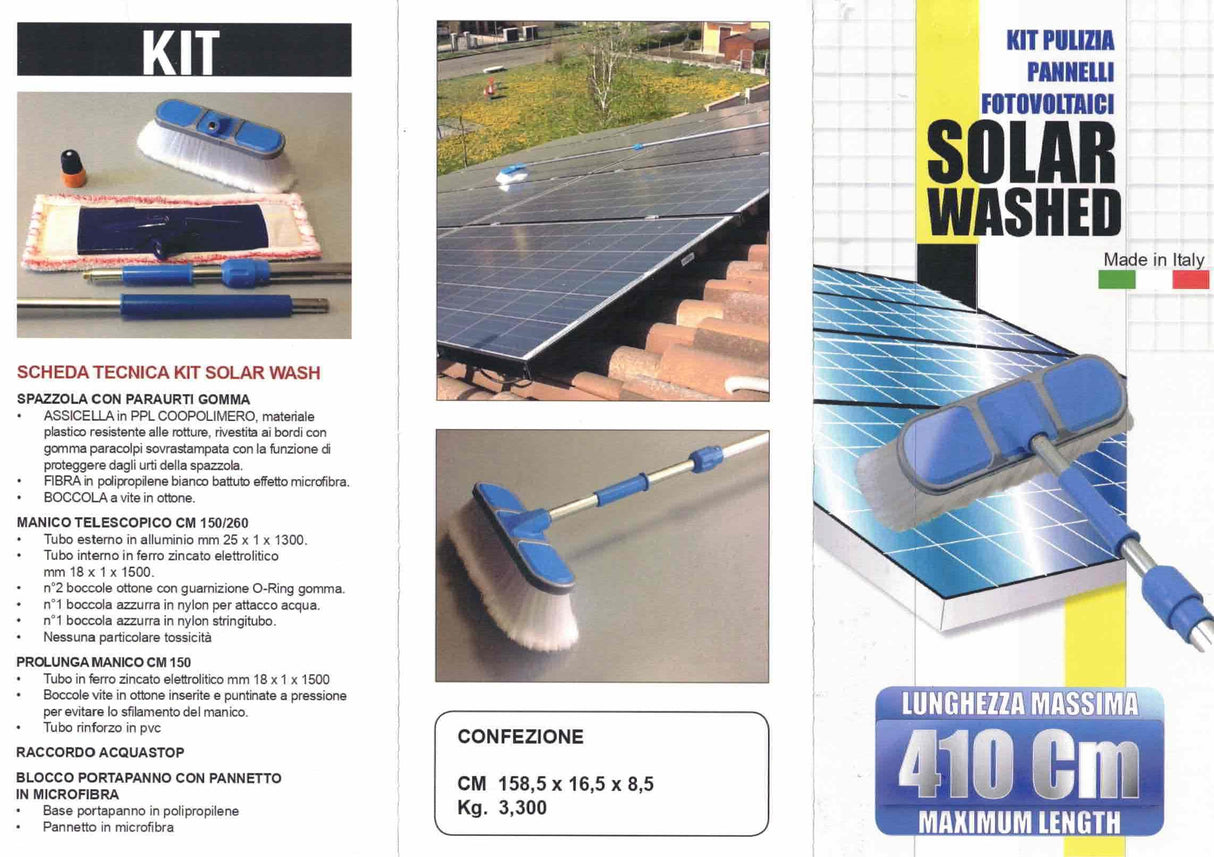 Reinigungsset für Solarmodule mit Teleskopstiel von 150-410 cm SOLAR-WASH