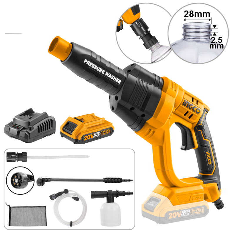 Idropulitrice 20V autoadescante con batteria 2,0Ah INGCO