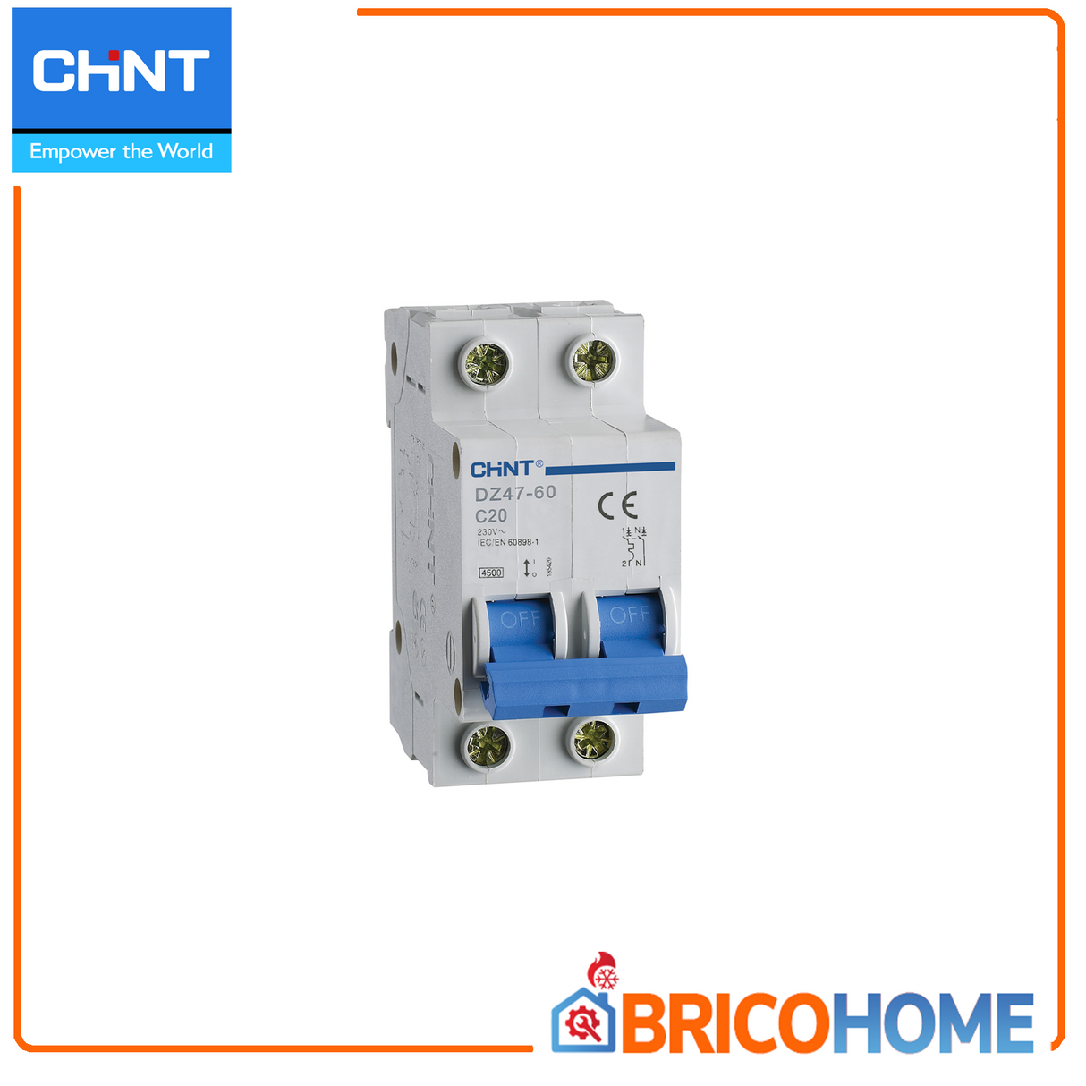 Interruttore magnetotermico 2 moduli - 1P+N 4,5kA Curva C - CHINT