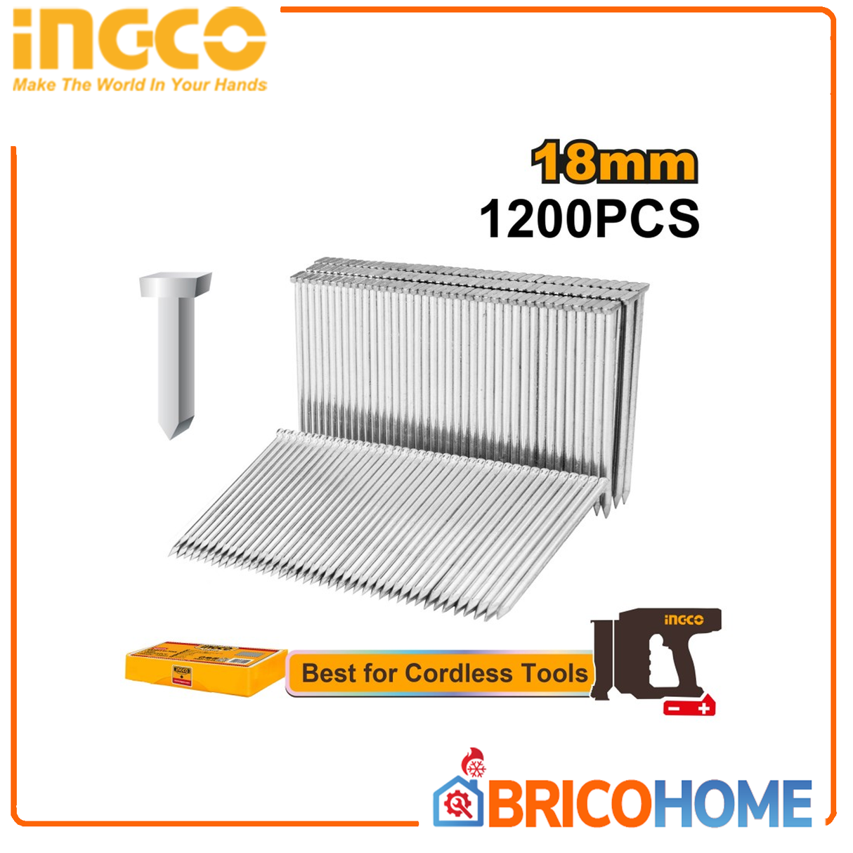 INGCO Chiodi per calcestruzzo 18mm per chiodatrice a batteria CSTLI3805