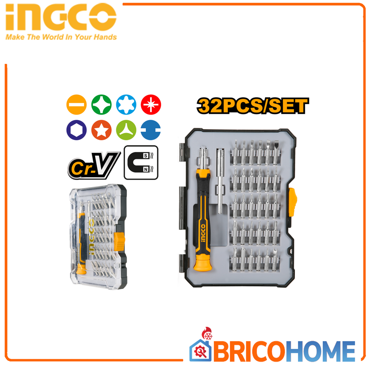 INGCO Set 32pz cacciaviti di precisone per smartphone e tablet