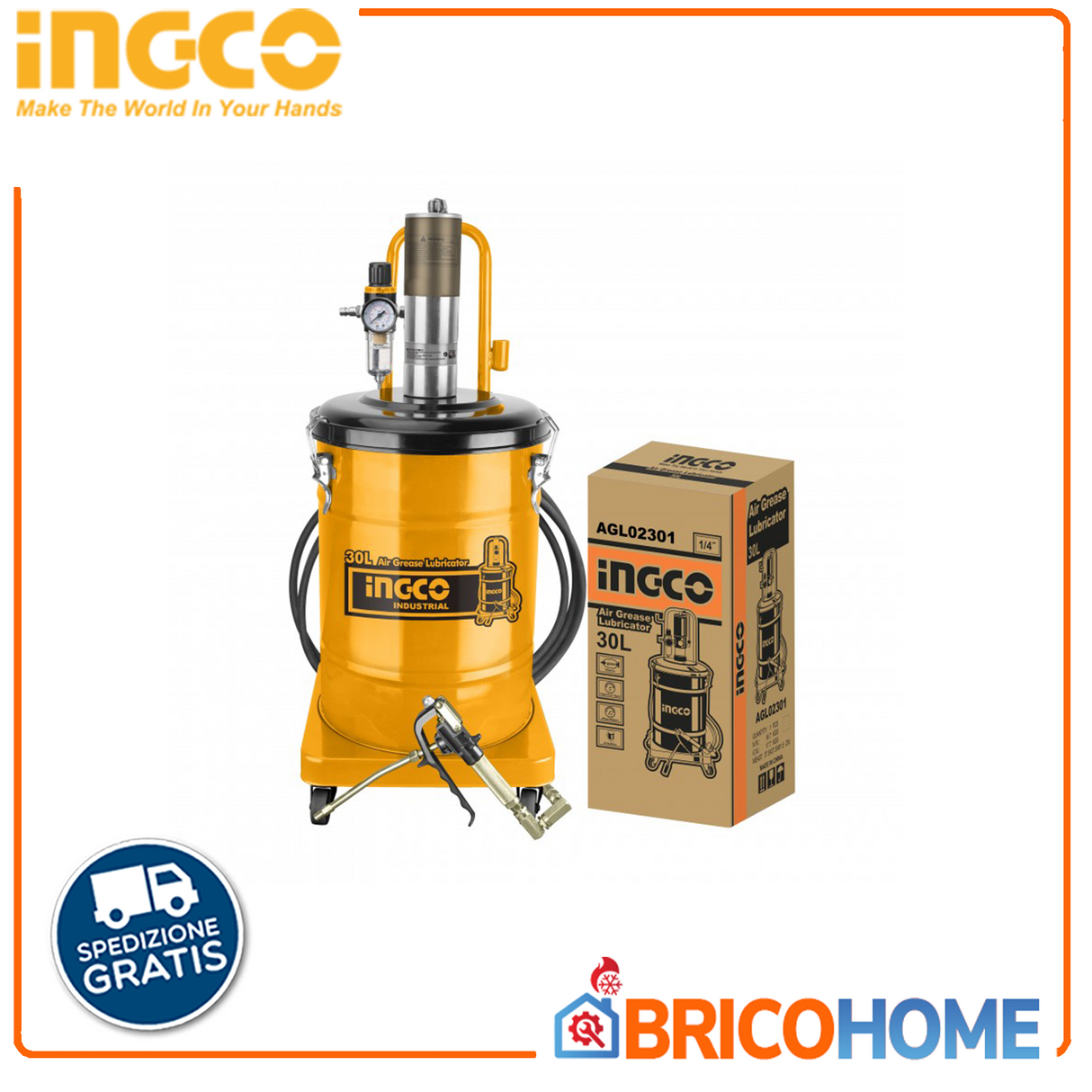 Pneumatische Fettpresse 30 Liter - INGCO