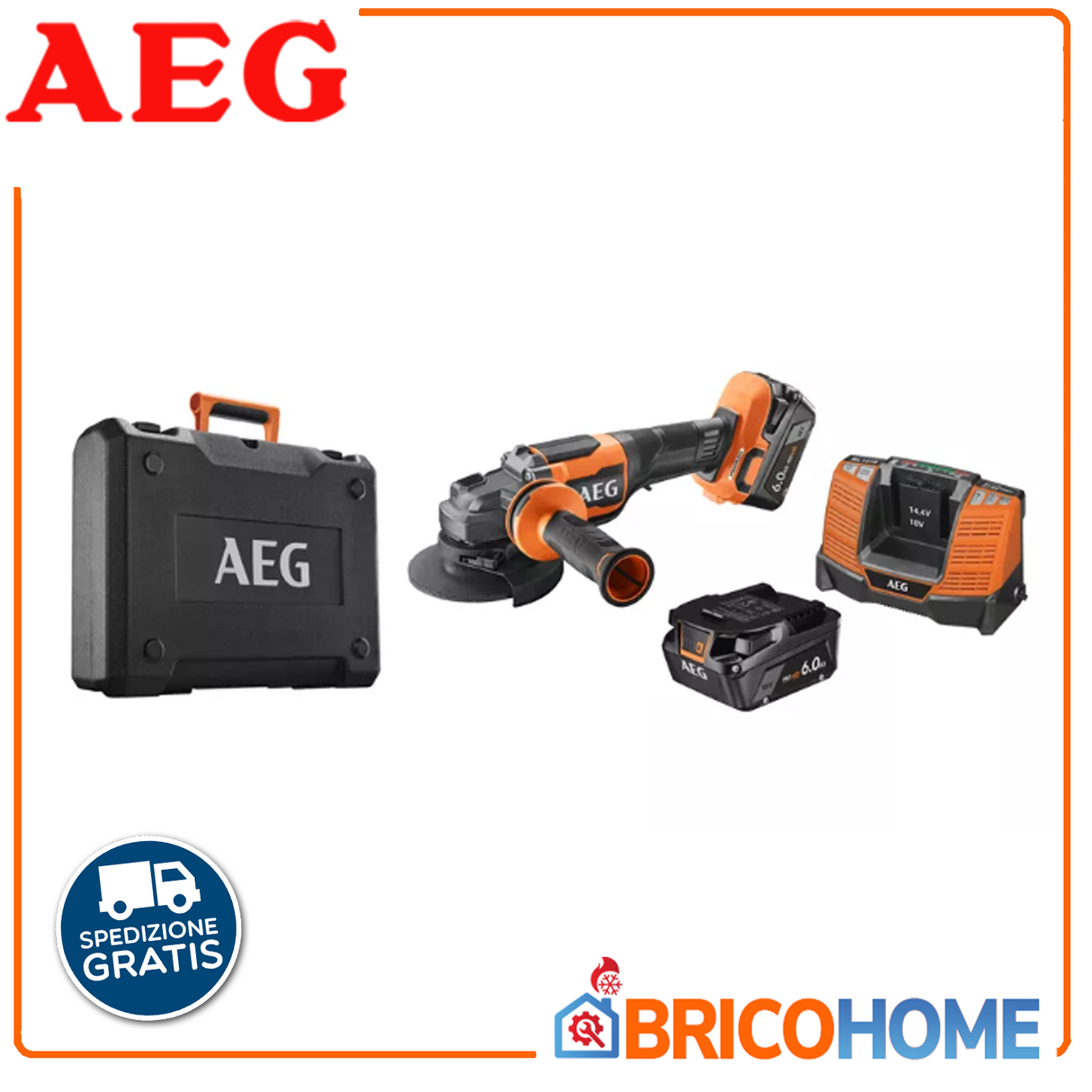 AEG Smerigliatrice Angolare AEG BEWS 18-125BLPX2-602C – Brushless 18V, 2x6.0Ah, Valigetta Inclusa
