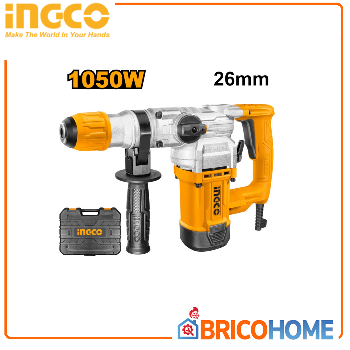 Martello demolitore rotativo SDS plus 1050W in valigetta - INGCO