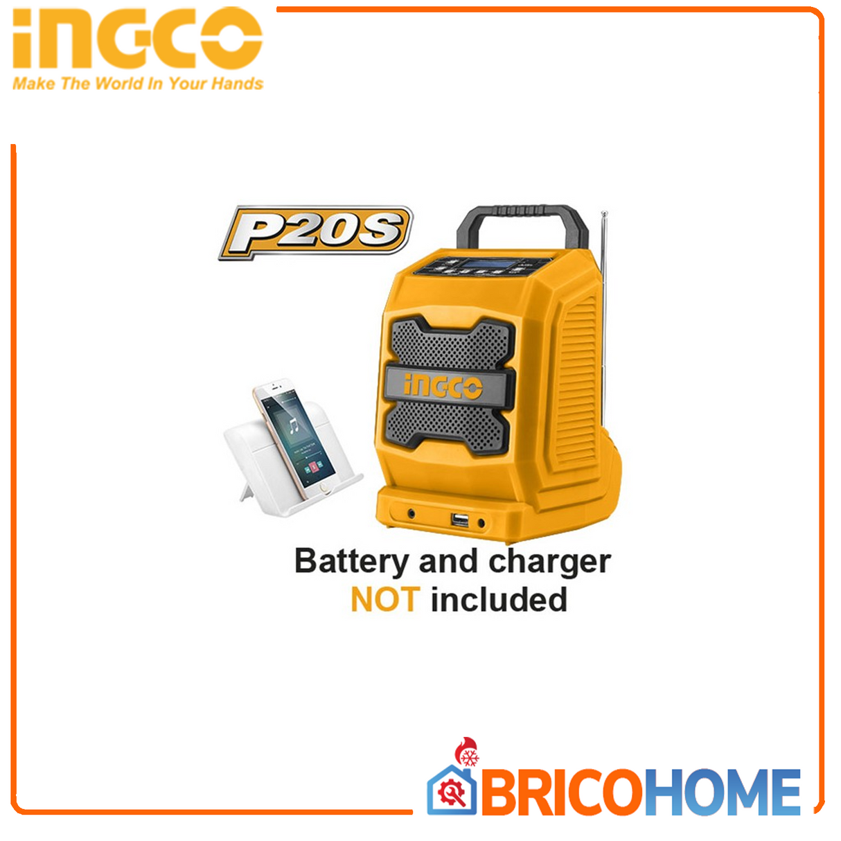 INGCO radio Bluetooth FM/AM a batteria 20V ( nuda solo corpo )
