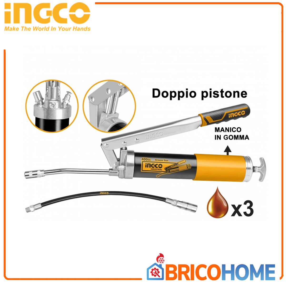 Ingrassatore pneumatico professionale due pistoni - INGCO