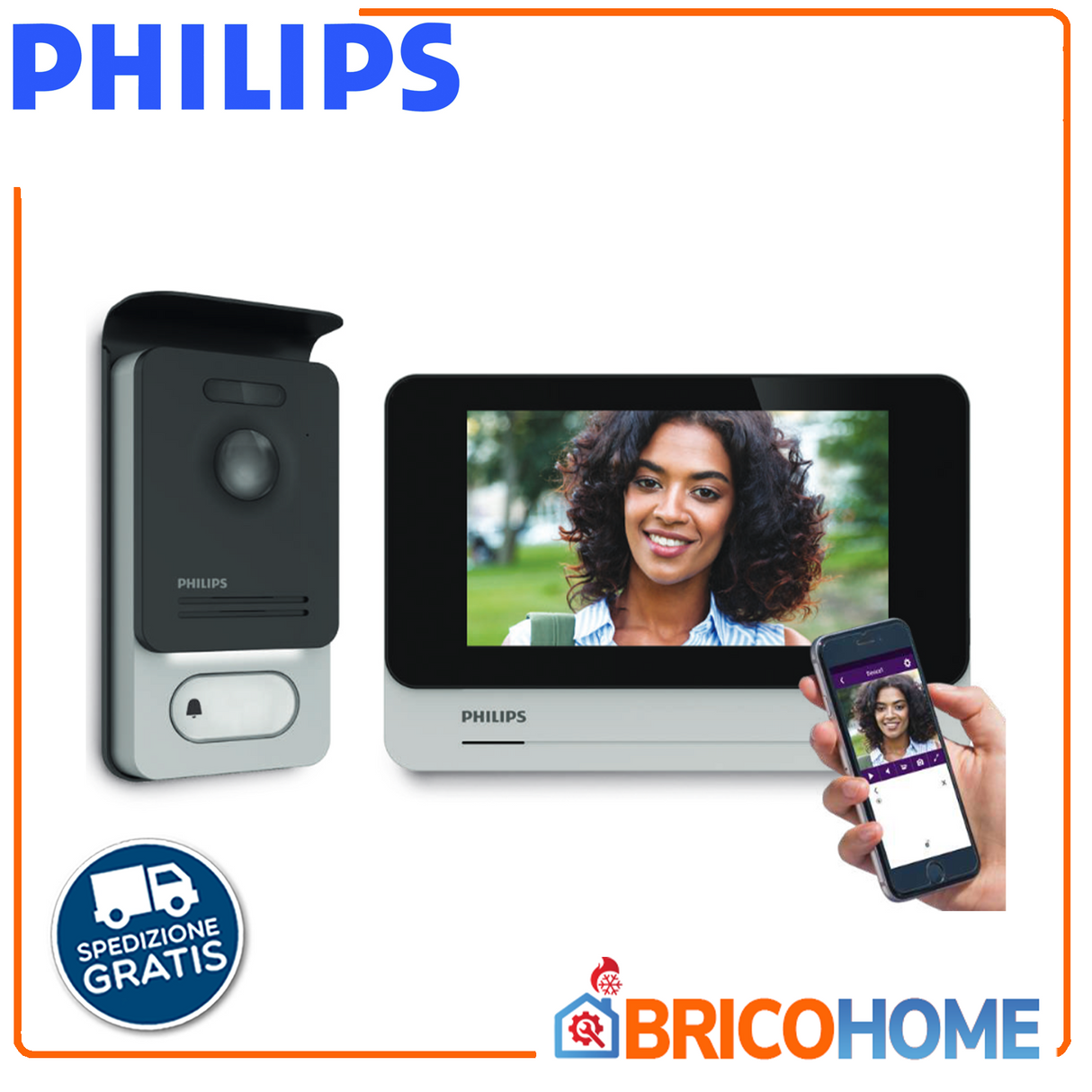 Wi-Fi-Video-Gegensprechanlage-Touchscreen-Monitor 7'' – WelcomeEye Connect 2 – Philips