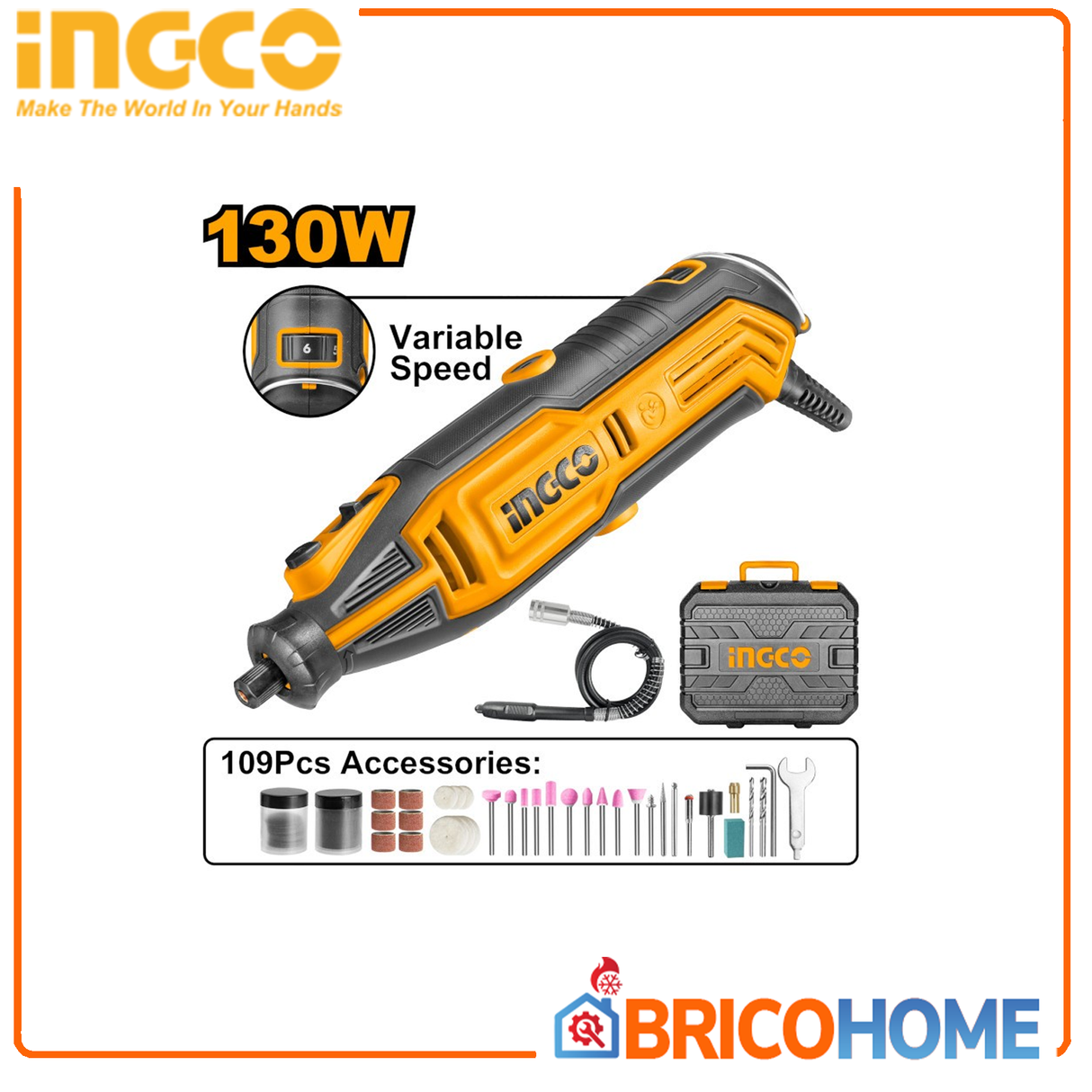 Mini smerigliatrice angolare 130w C/Flessibile  + accessori