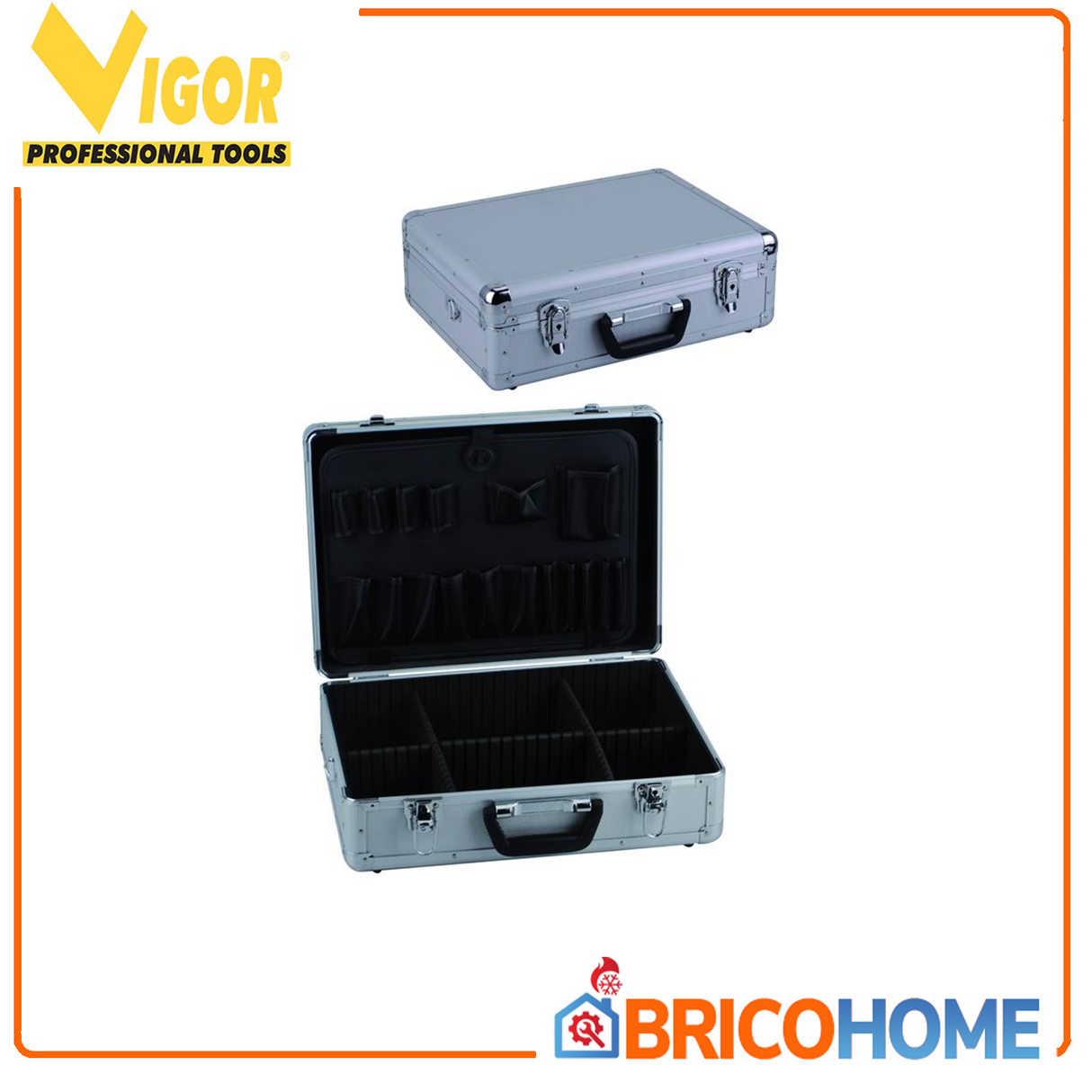 Vigor Valigetta portautensili in alluminio MIDI TONDI 42X31X12,5