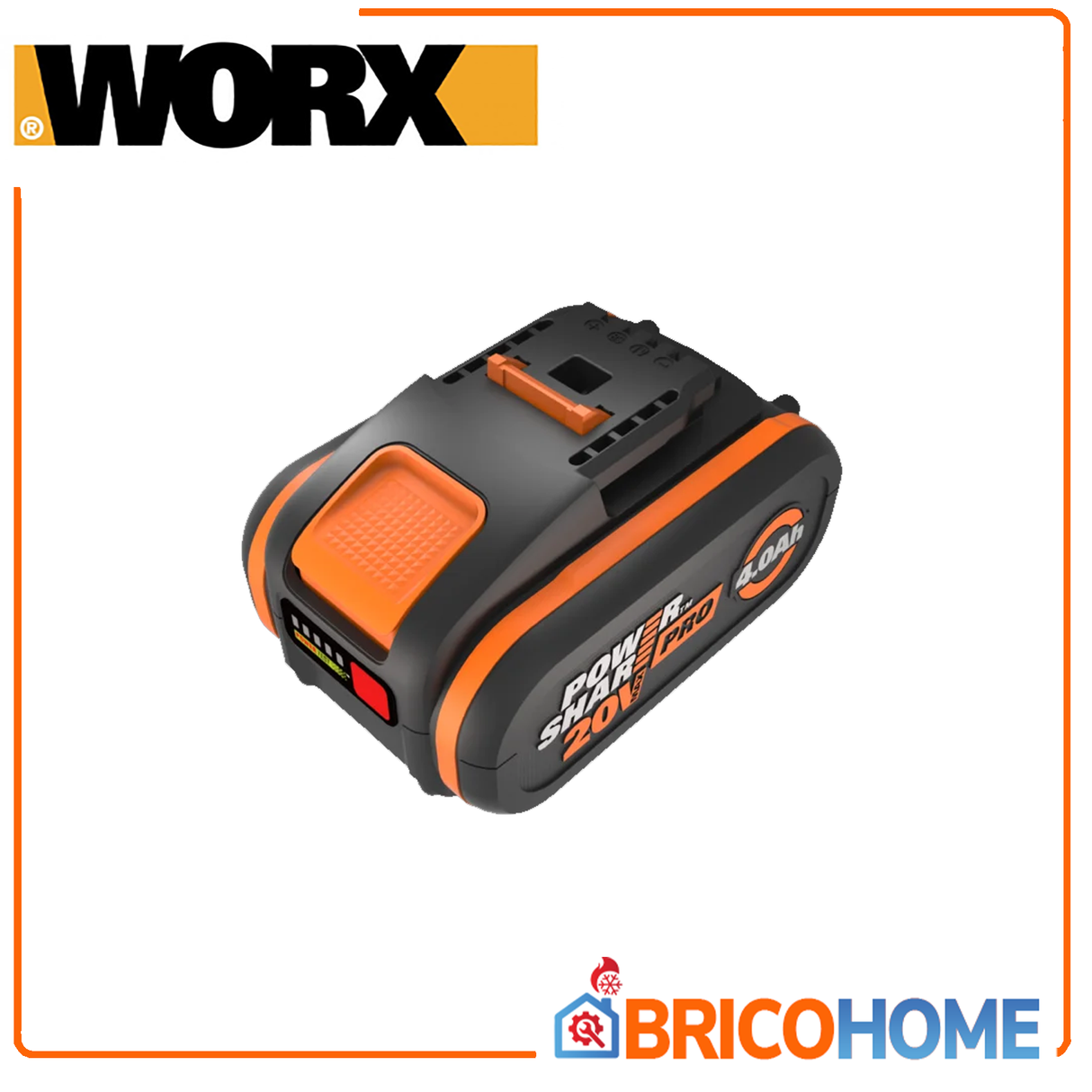 Batteria Pro ad alta capacità da 20V 4,0 Ah con indicatore - WORX