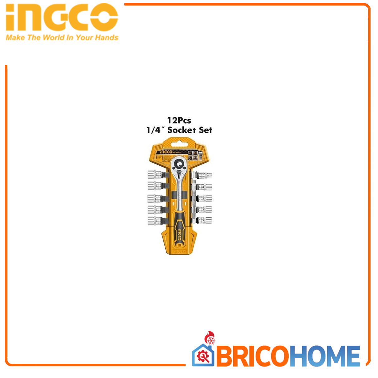 Set 12pz accessori a bussola con cricchetto da 1/4'' di pollice - INGCO
