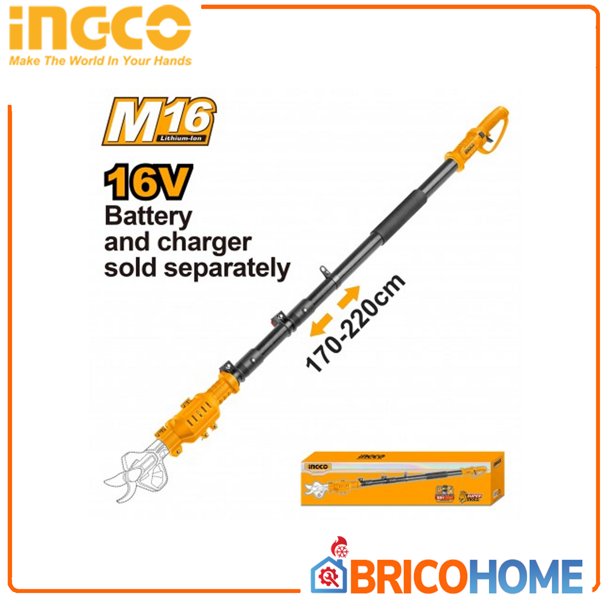 INGCO Prolunga Telescopica per Forbici a Batteria 16V - CERLI1658