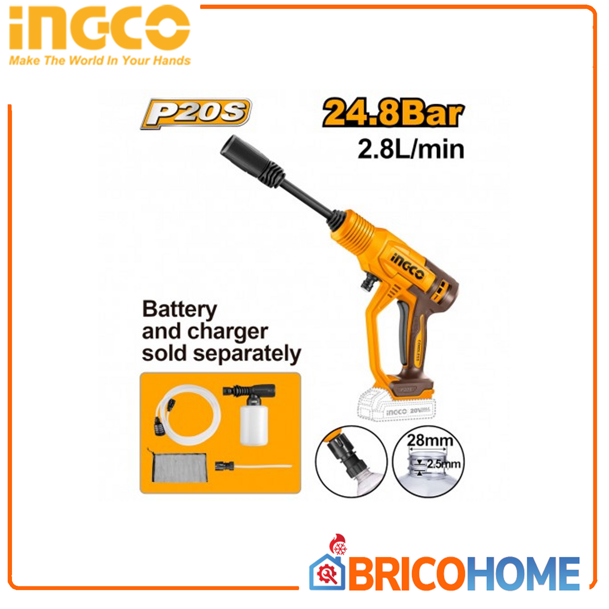 INGCO Idropulitrice a batteria 20V 24,8 Bar nuda ( solo corpo )  CPWLI2036