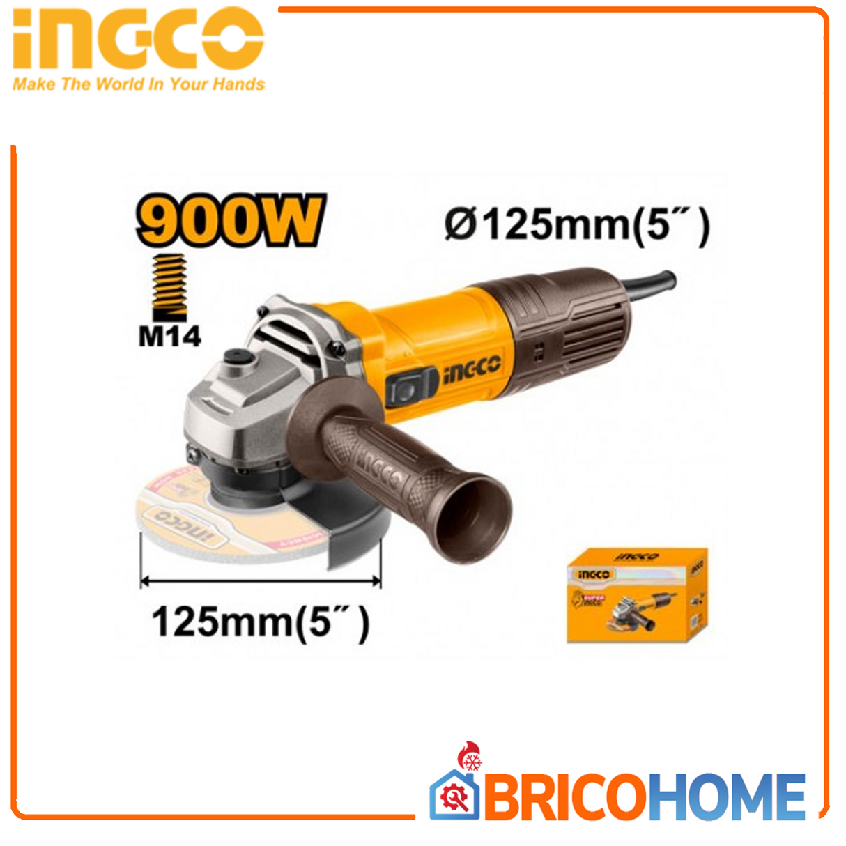 INGCO Smerigliatrice angolare 125mm 900W