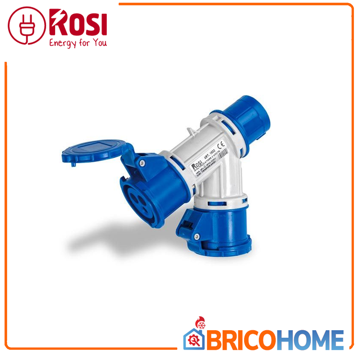 Moltiplicatore mobile a 2 uscite con spina 16A 50/60 Hz IP44