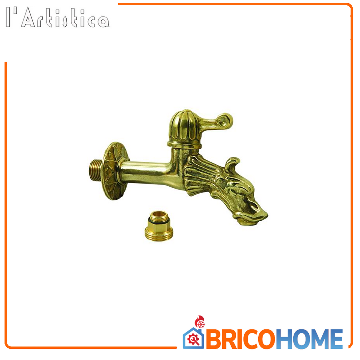 Hebel-Brunnenhahn aus Messing mit Rose-Motiv. 1/2"